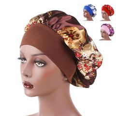 Women Headscarf Hat Sleeping Bonnet Hair Wrap Silk Cap Fashion Head Scarf Headwear Night Sleep Hat Brown