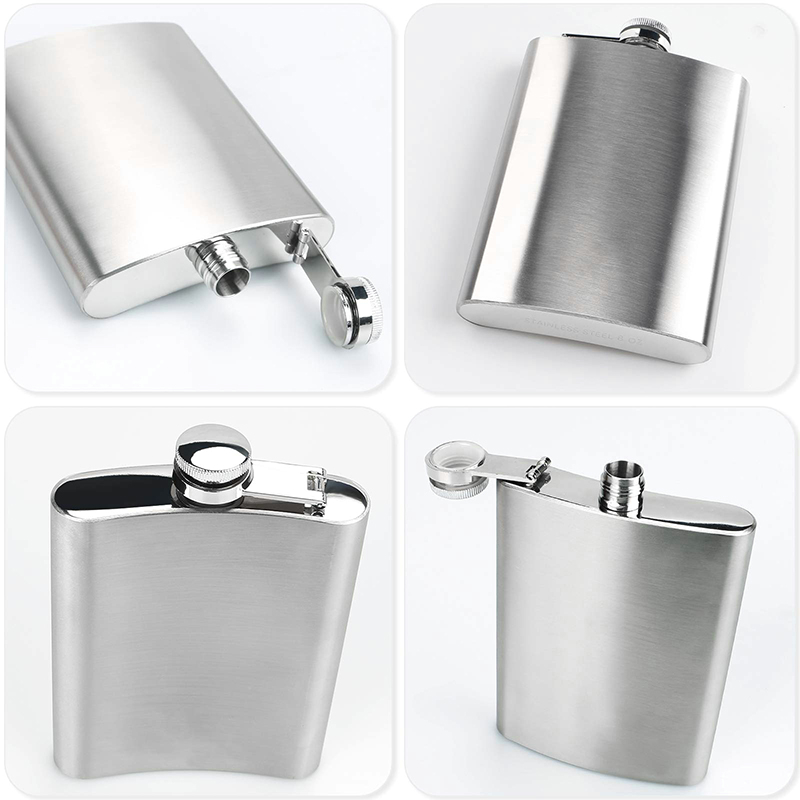 Portable Barware 8oz Stainless Steel Hip Flask Flagon With Funnel 236ML Flask for Liquor for Men Gift