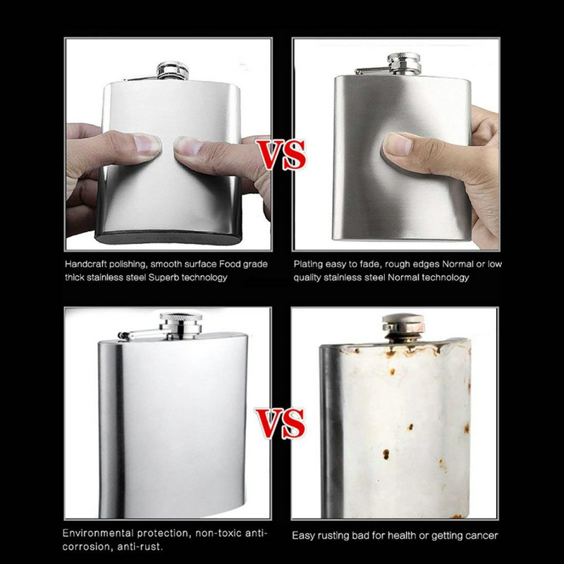 Portable Barware 6oz Stainless Steel Hip Flask Flagon With Funnel  Portable Wine Whisky Pot Bottle