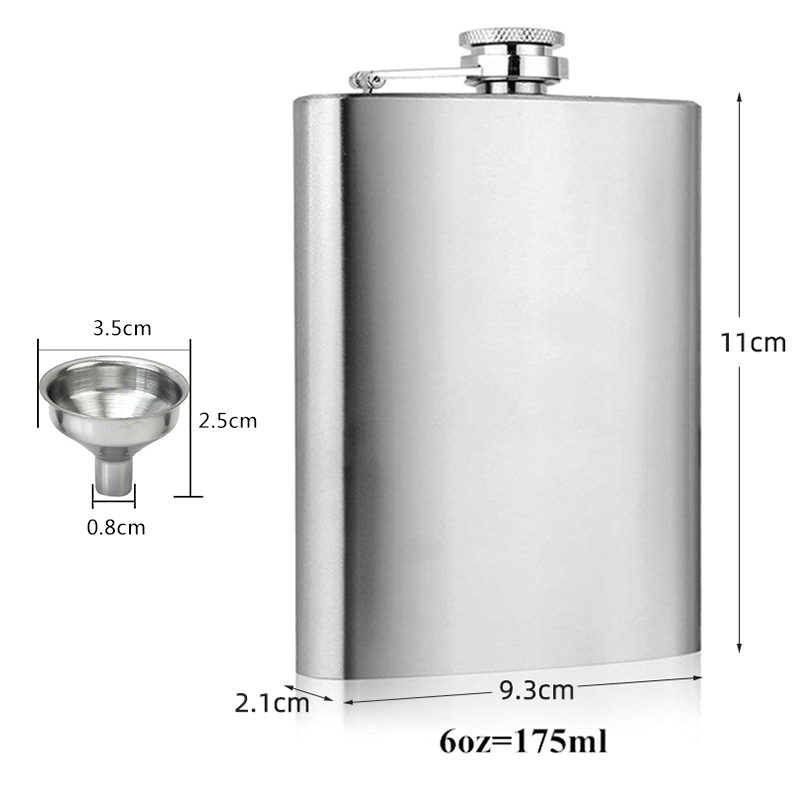 Portable Barware 6oz Stainless Steel Hip Flask Flagon With Funnel  Portable Wine Whisky Pot Bottle