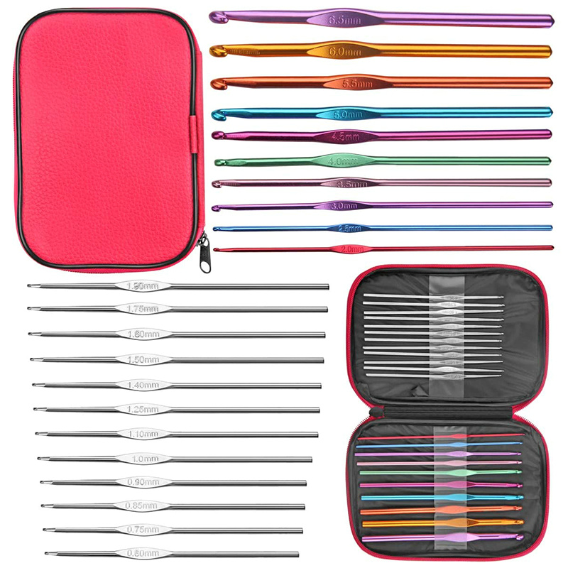 100 Pcs DIY 22 Sizes Crochet Hooks Set Knitting Needles Stitch Holder Crochet Set Weave Sewing Tools