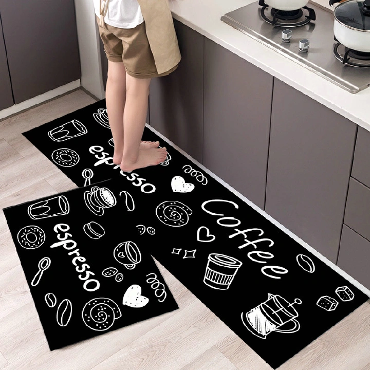 2 Pieces Kitchen Rug Set Non Slip Kitchen Mat Rubber Backing Mat Throw Rug for Kitchen Doormat Runner Rug Set Floor Carpet Household Carpet Home Decor