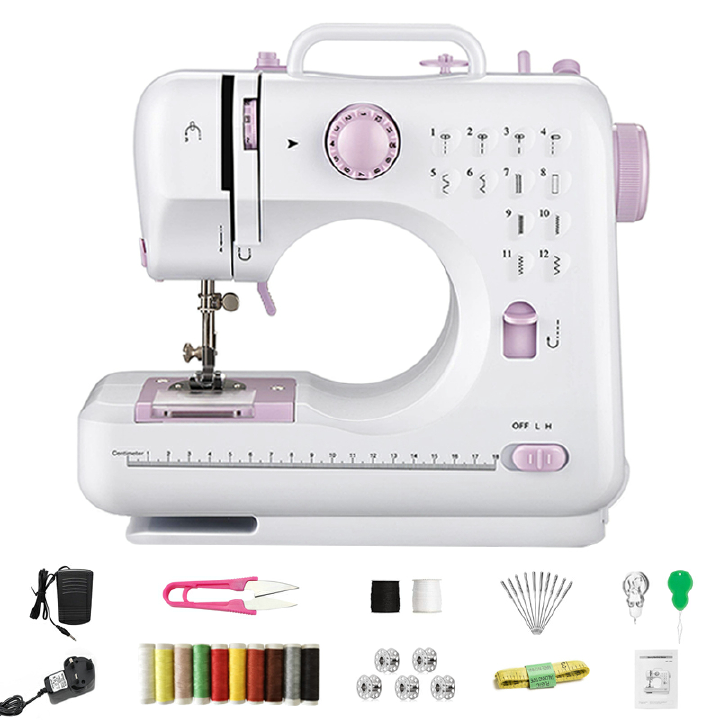 Electric Sewing Machines Household Crafting Mending Portable Sewing Machines 12 Stitches 2 Speed With Foot Pedal Threads Scissors Tape Measure Suitable For Beginners