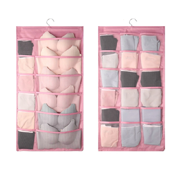 Wardrobe Pocket Clear Hanging Bag Sock Bra Underwear Stationery Rack Hanger Storage Saving Space Tidy Organizers