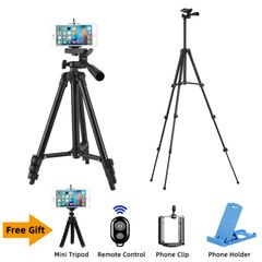 1M Phone Tripod Selfie Stick Camera Tripod Adjustable Tripod Stand with Wireless Remote and Phone Holder Compatible with iPhone Android Phone for Selfies Live Stream Video Vlogging Black as picture