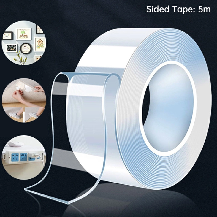 5m x 3cm Nano Double Sided Tape Heavy Duty Transparent Adhesive Strips Strong Sticky Multipurpose Reusable Waterproof Mounting Tape