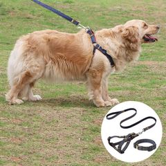 Dogs Leashes With Harnesses and Collars Adjustable Dog Training Leashes Pet Traction Rope Easy Control Handle  For Large Medium Small Dogs Walking Pet Supplies Black S