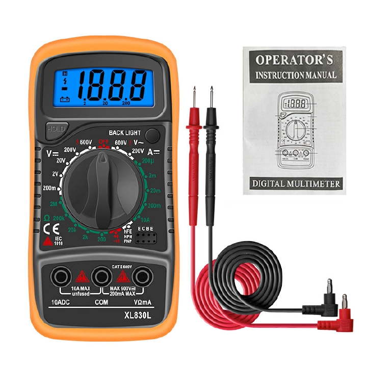 XL830L Handheld Digital Multimeter LCD Backlight Portable AC/DC Ammeter Voltmeter Ohm Voltage Tester Meter Multimetro Electrical Testers