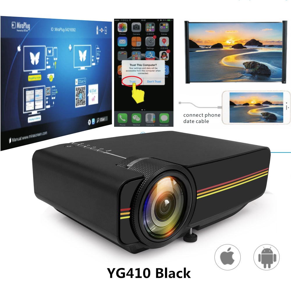Led Mini Protable Multimedia Projector Wired Sync Display Video For Home Theatre Support 1080P