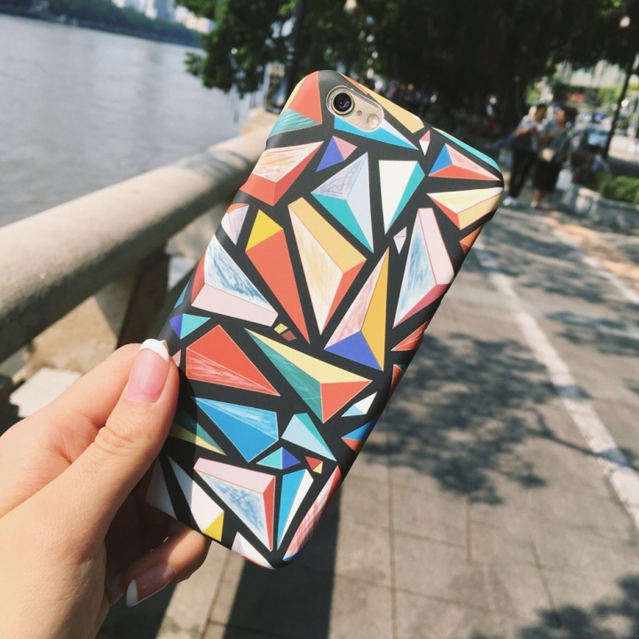 Geometry Splice Phone Case Colorful Abstract Triangle Hard Plastic PC Cover