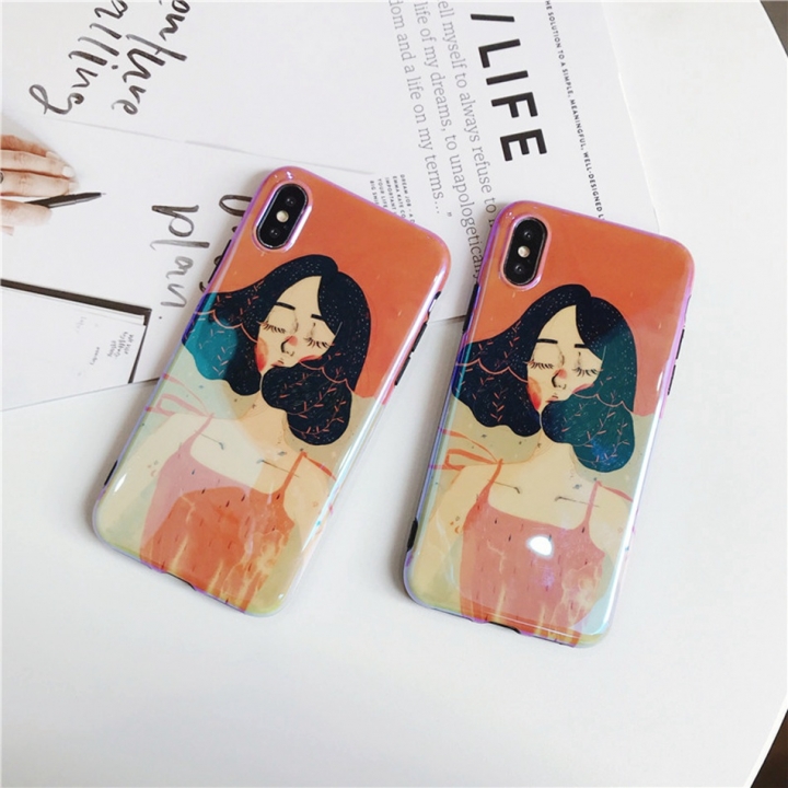 Axbety Beaty Girl Blu-ray Case For iPhone X 6 6S 7 8 Plus Lovely Cartoon Women Soft Silicon TPU Cove