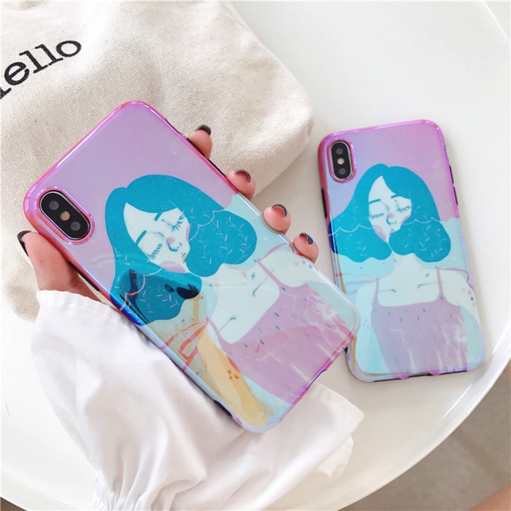 Axbety Beaty Girl Blu-ray Case For iPhone X 6 6S 7 8 Plus Lovely Cartoon Women Soft Silicon TPU Cove