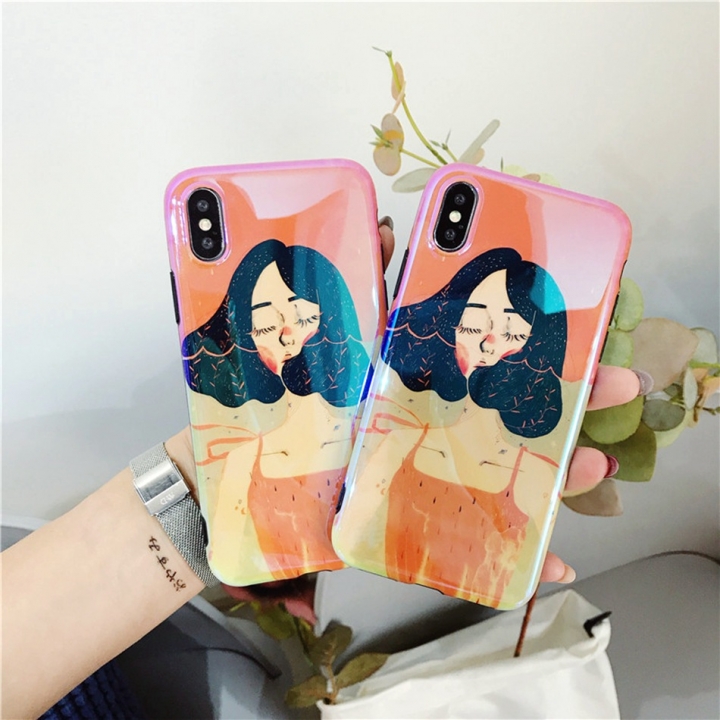 Axbety Beaty Girl Blu-ray Case For iPhone X 6 6S 7 8 Plus Lovely Cartoon Women Soft Silicon TPU Cove