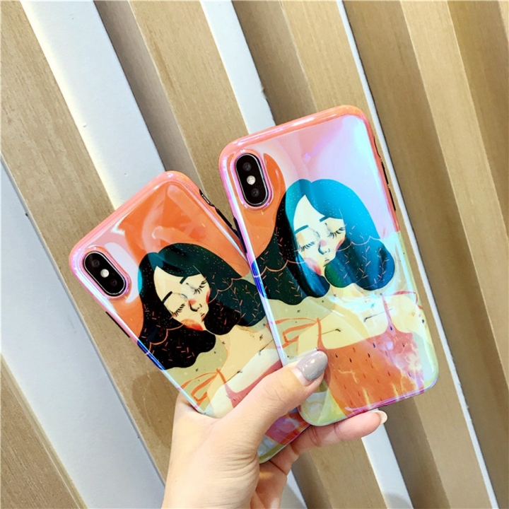 Axbety Beaty Girl Blu-ray Case For iPhone X 6 6S 7 8 Plus Lovely Cartoon Women Soft Silicon TPU Cove