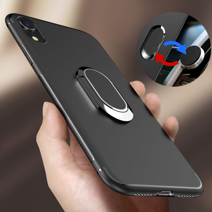 For iPhone 8 7 6S Plus XS MAX Slim Soft silicon Car Phone Adsorption Kickstand Stand Holder Cover