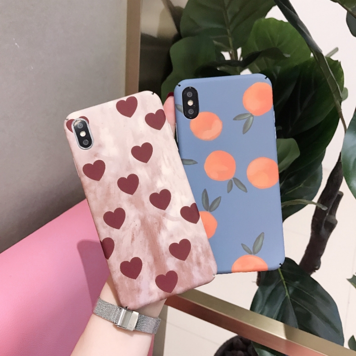 AXBETY For iPhone XS MAX XR Fashion love heart /fruit Pattern Cases High Quality hard PC Cover