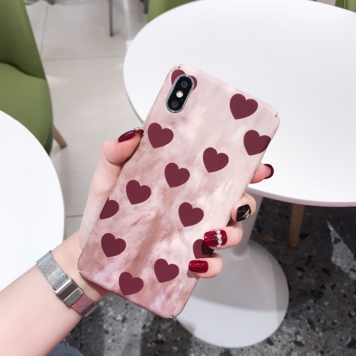 AXBETY For iPhone XS MAX XR Fashion love heart /fruit Pattern Cases High Quality hard PC Cover