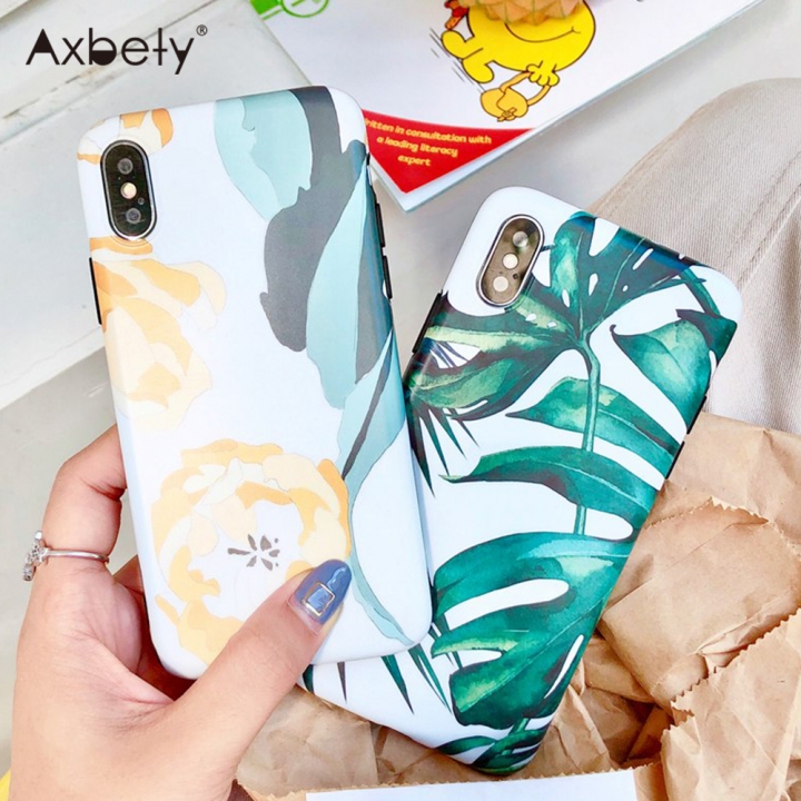Fashion Banana Leaf Cover For iPhone X XS 6 6s 7 8 Plus Retro Flower Palm Leaves Soft TPU Coque