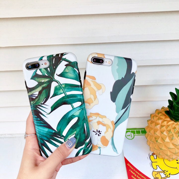 Fashion Banana Leaf Cover For iPhone X XS 6 6s 7 8 Plus Retro Flower Palm Leaves Soft TPU Coque