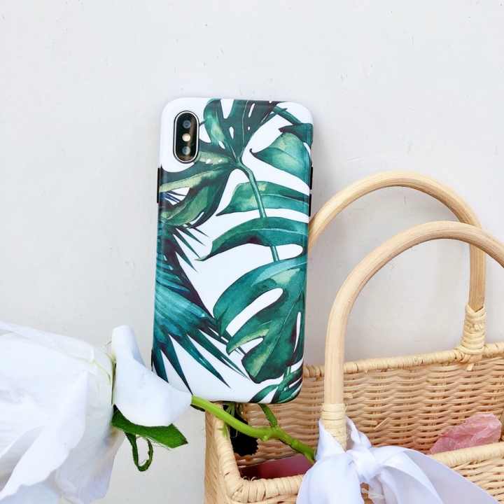 Fashion Banana Leaf Cover For iPhone X XS 6 6s 7 8 Plus Retro Flower Palm Leaves Soft TPU Coque