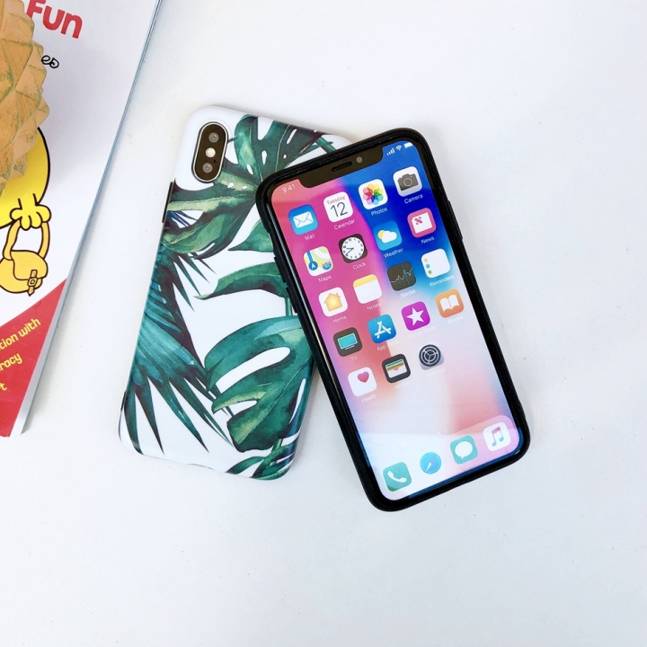 Fashion Banana Leaf Cover For iPhone X XS 6 6s 7 8 Plus Retro Flower Palm Leaves Soft TPU Coque