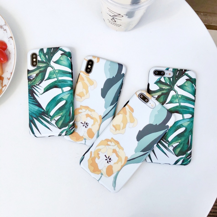 Fashion Banana Leaf Cover For iPhone X XS 6 6s 7 8 Plus Retro Flower Palm Leaves Soft TPU Coque