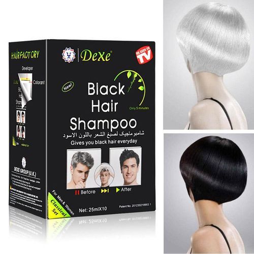 Dexe Instant Quick Hair Dye Shampoo- Black (10 Packs )
