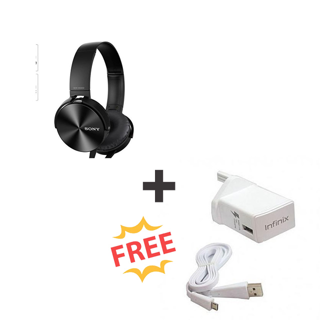 Sony extra bass Wired headphones + free Infinix Charger