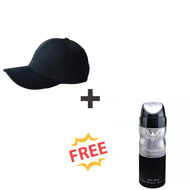 Black baseball cap +  free deodorant