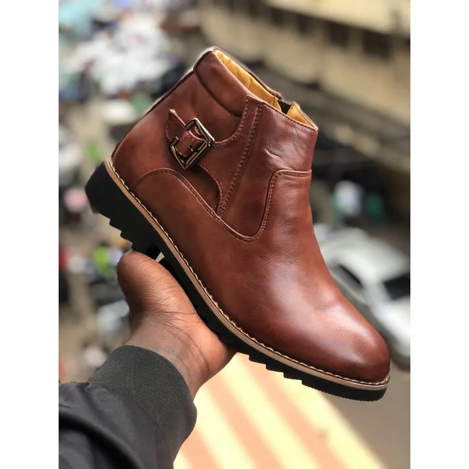 Men Casual Official Formal Business Ankle Boots Normal Fitting Rubber Sole PU Suede Leather Sizes 39-45Slip On Boots Generic All Weather Boots Colour Brown Anti Slip Design