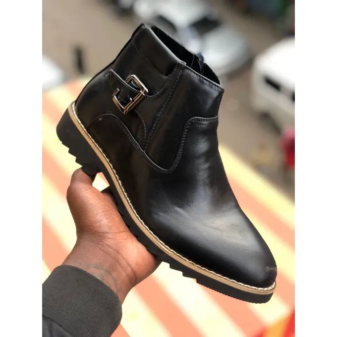 Men Casual Official Formal Business Ankle Boots Normal Fitting Rubber Sole PU Suede Leather Sizes 39-45Slip On Boots Generic All Weather Boots Colour Black Anti Slip Design