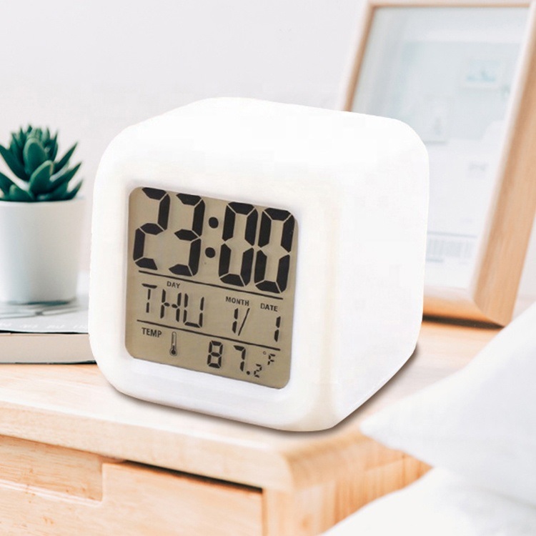 Glowing LED 7- Color Change Digital Alarm Clock/Thermometer