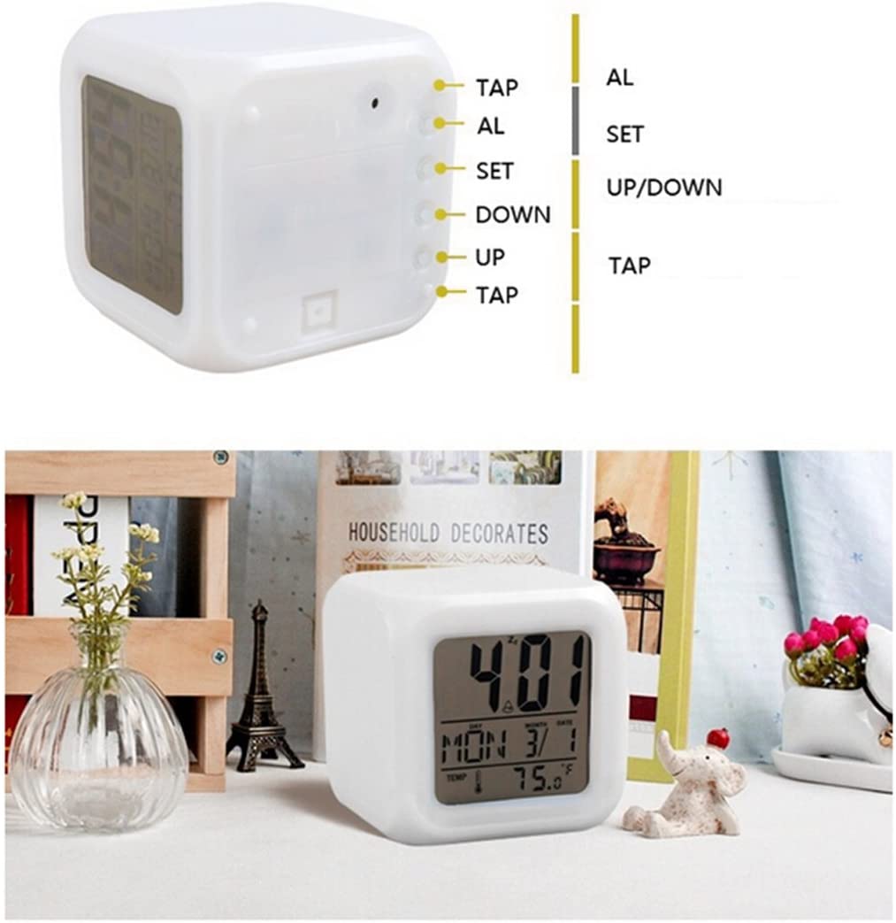 Glowing LED 7- Color Change Digital Alarm Clock/Thermometer