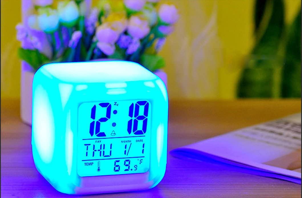 Glowing LED 7- Color Change Digital Alarm Clock/Thermometer