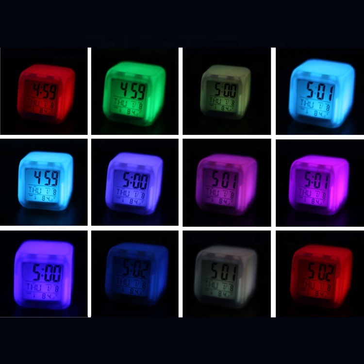 Glowing LED 7- Color Change Digital Alarm Clock/Thermometer