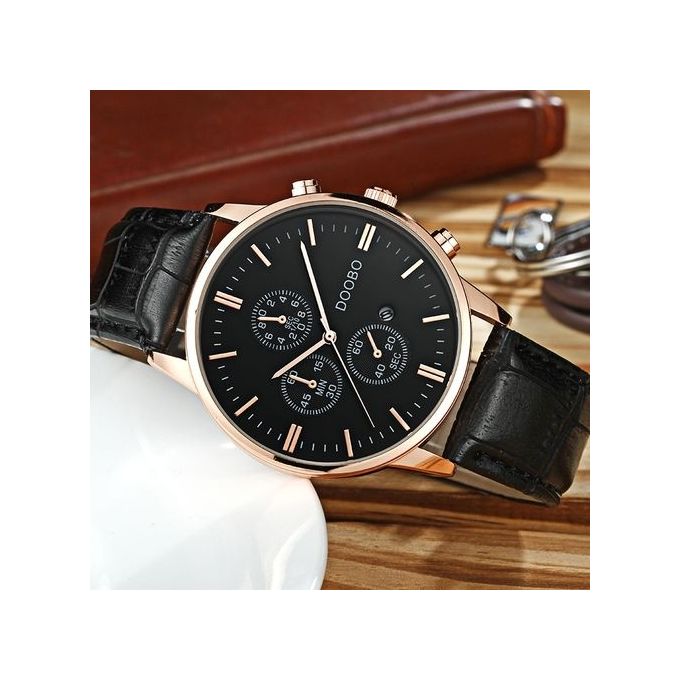 Doobo Luxury Brand Men&apos;s Watch Leather Fashion Quartz-Watch Casual Male Sports Wristwatch Date Clock