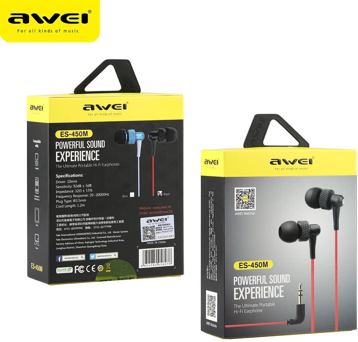 Awei ES-450M Stereo Bass Perfomance Earphones Black