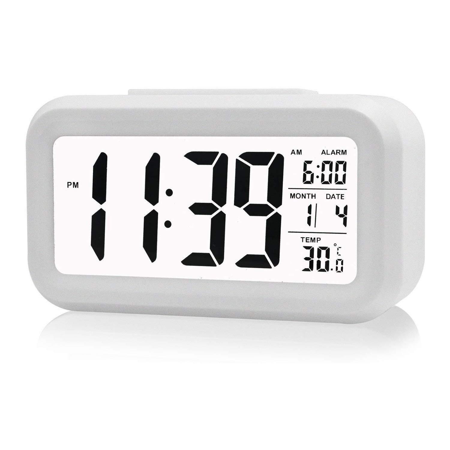 LED Digital Backlit Alarm Clock WithThermometre And Calender White
