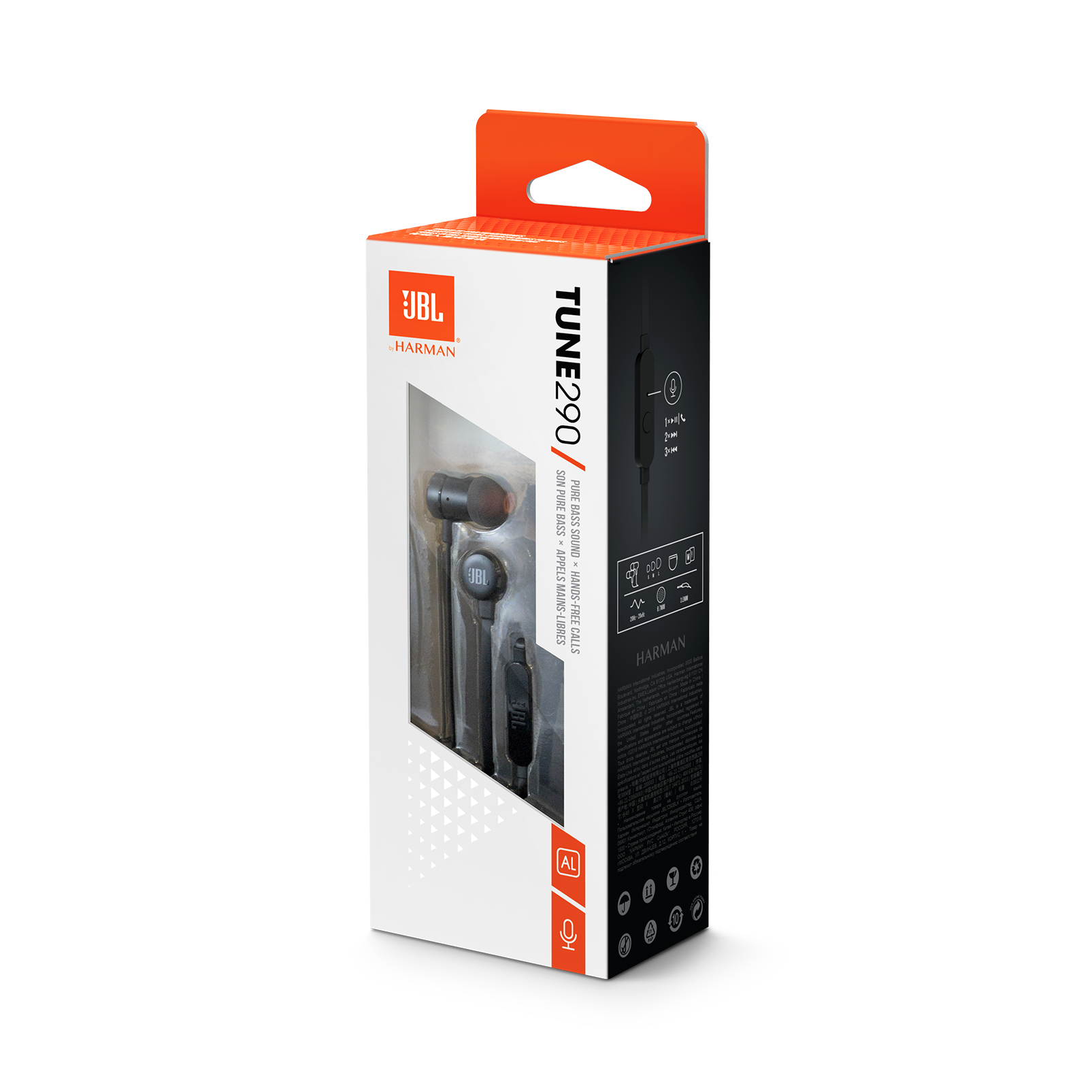 JBL TUNE 290 - In-Ear Headphone with One-Button Remote/Mic - Black
