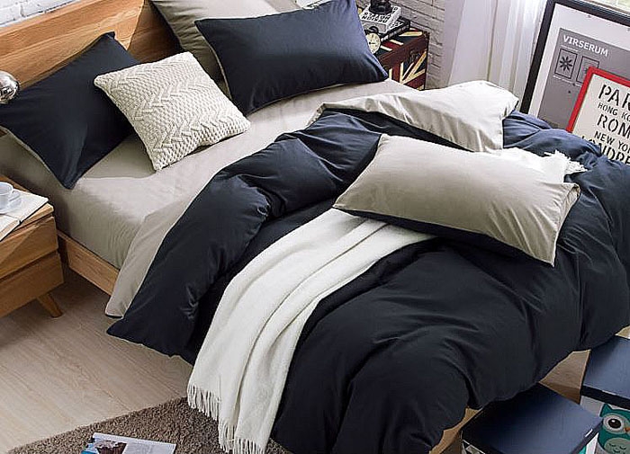4pcs Blue High Quality Pure Color Bedding Set Duvet Cover Per Do Not Put Liquid Laundry Detergents On The Bedding Directly Should Dissolve It In Water First