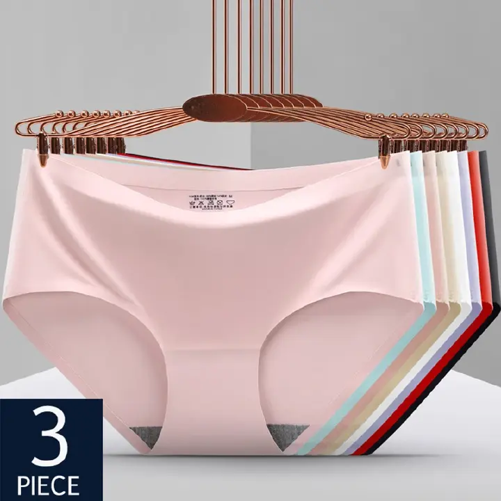 3PCS BZEL Sexy Women's Panties Ice Silk Seamless Underwear Girl Lingerie Breathable Comfort Briefs Large Size Panties Women Underpant