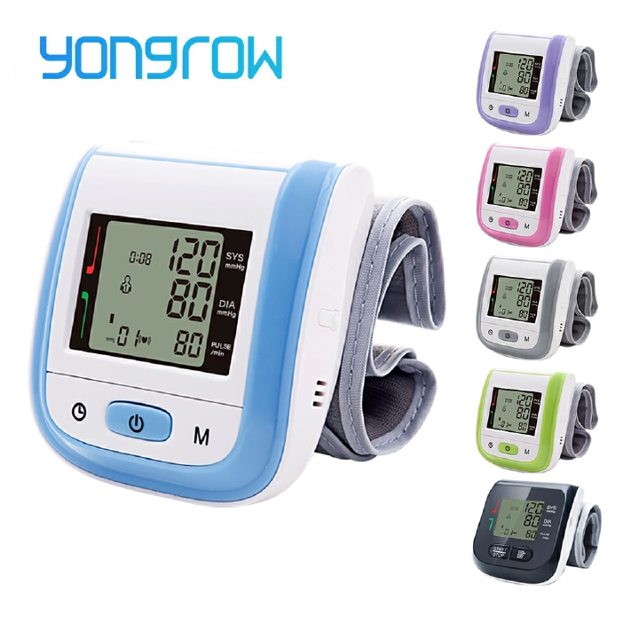Yongrow Tonometer Automatic Wrist Digital Blood Pressure Monitor Digital lcd Sphgmomanometer Heart Beat Rate Pulse Meter  CE FDA Electronic Household Pressure Measurement Fully Automatic Wrist Blood P