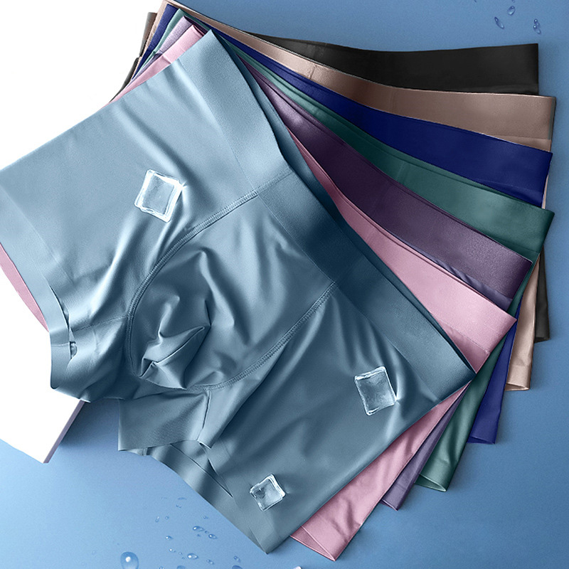 Men Boxers Men's Underwear 3A Antibacterial Underpants ice silk Men Boxer Shorts Breathable Elastic Male Panties Plus Size L-4XL