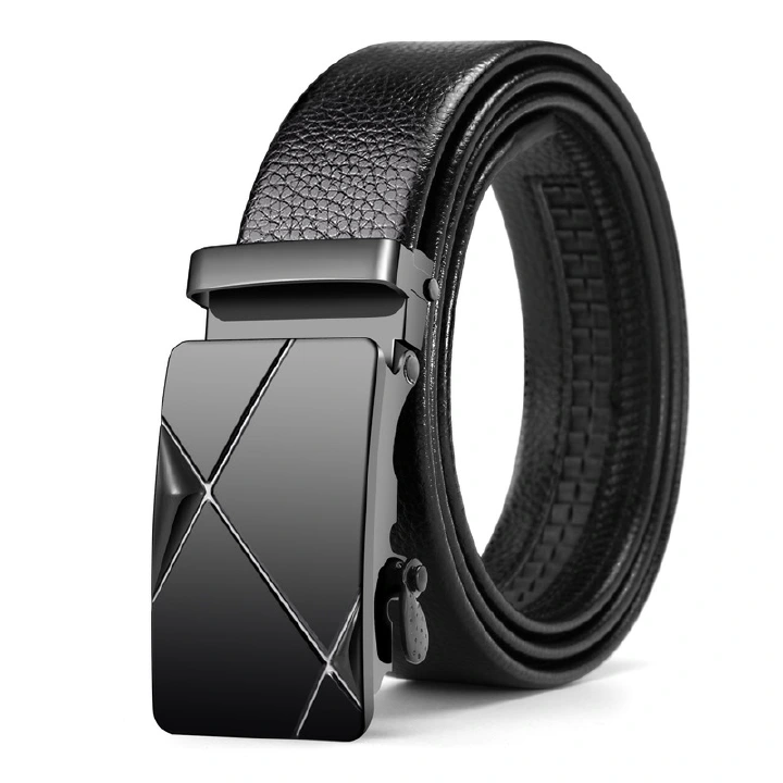 Men Leather Belt Metal Automatic Buckle Brand High Quality Luxury Belts for Men Famous Work Business Black Cowskin PU Strap