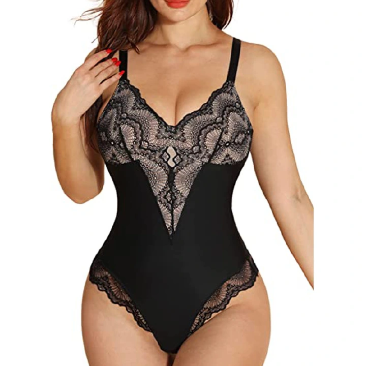 2023 Popular Lace Bodysuit in Europe and America, Inspired V-neck, Sexy Strap One Piece Bodysuit, Sexy Open Button One Piece Bodysuit