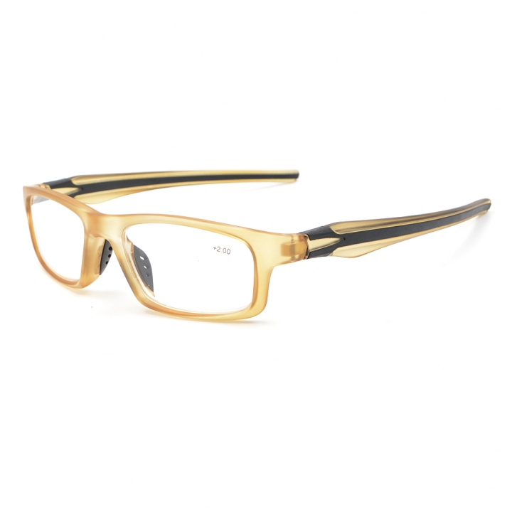 Yellow Fashion Sport's Style Reading Glasses Silicone Temple Reader +1.00~+4.00