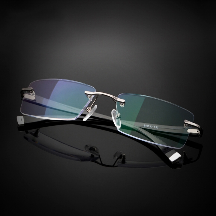 Men's Rimless Reading Glasses Eyewear UV400 Coating Lens Reader +0.25 ~+4.00 Silver