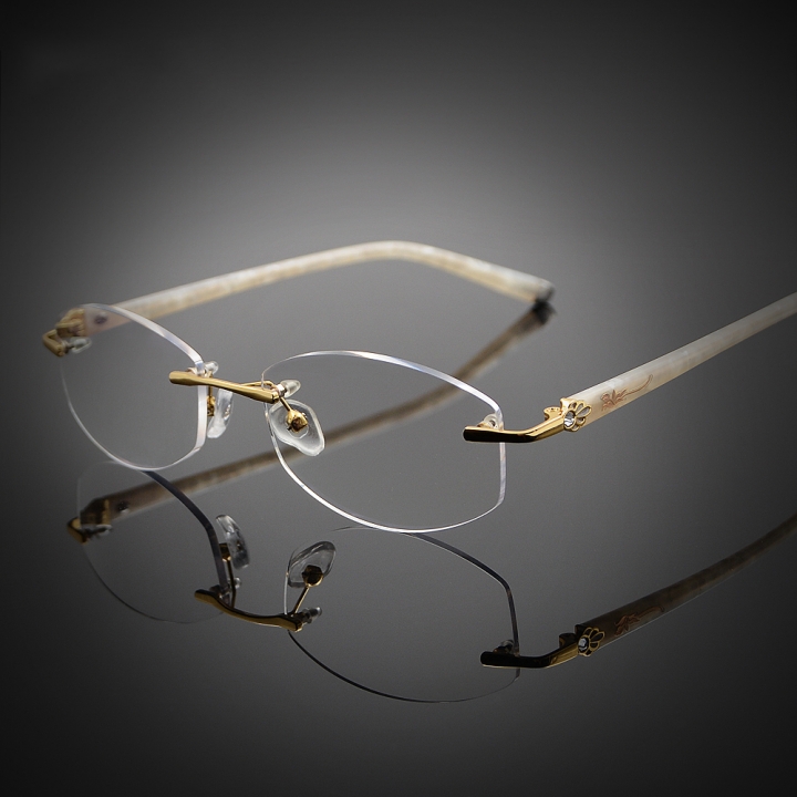 Designer Women's Rimless Reading Glasses UV400 Coating Lens Reader Strength +0.00 ~+5.00