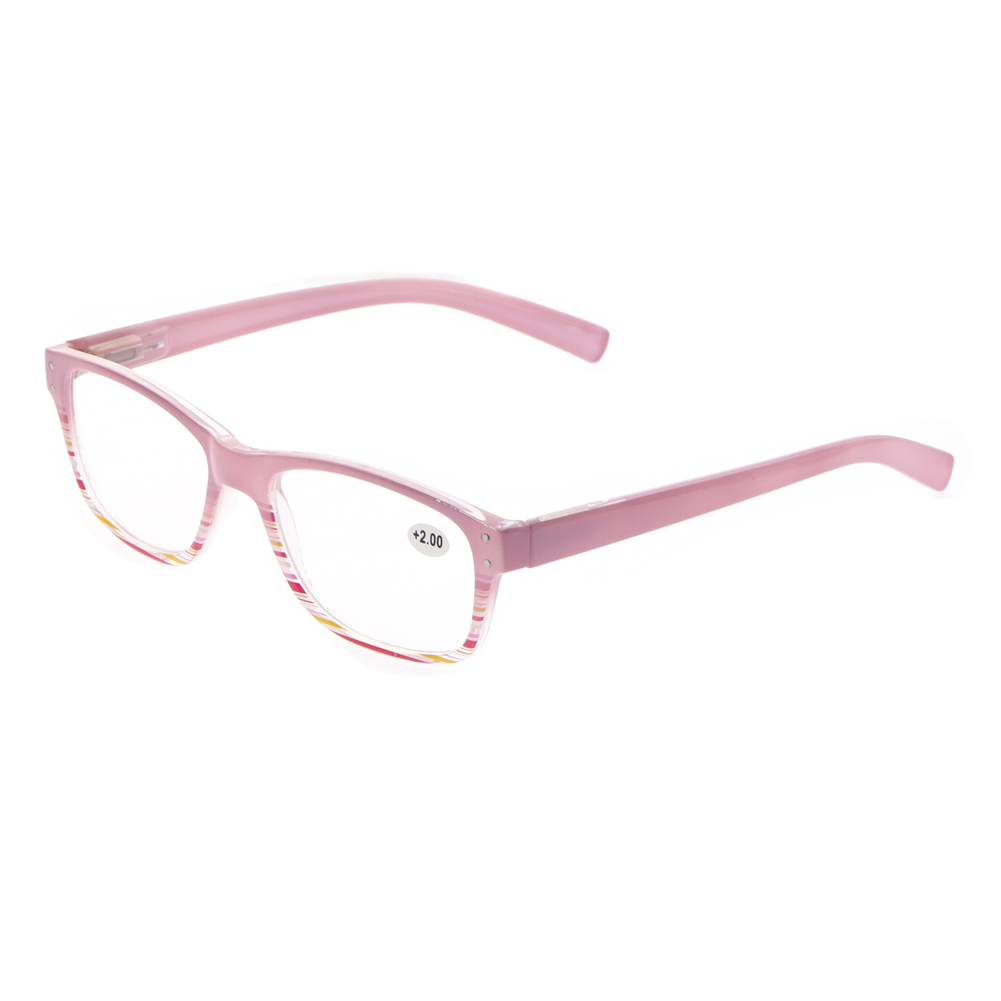 Fashion Women Spring Hinge Eyeglasses Frame Reading Glasses Single Vision Lens Reader Pink +1.00 to +3.50