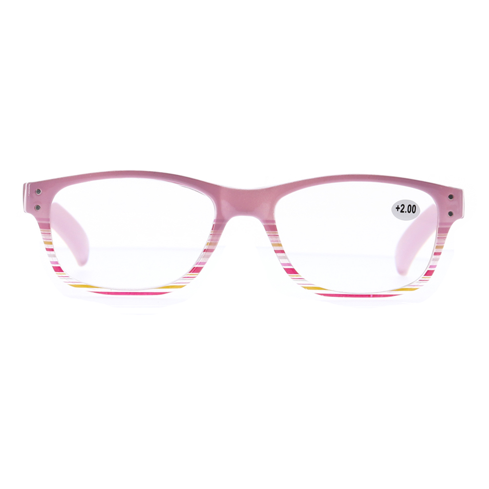 Fashion Women Spring Hinge Eyeglasses Frame Reading Glasses Single Vision Lens Reader Pink +1.00 to +3.50